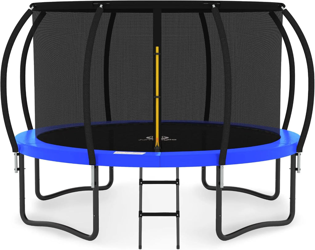 JUMPZYLLA Trampoline 8FT 10FT 12FT 14FT 15FT 16FT Trampoline with Enclosure - Recreational Trampolines with Ladder and AntiRust Coating, ASTM Approval Outdoor Trampoline for Kids