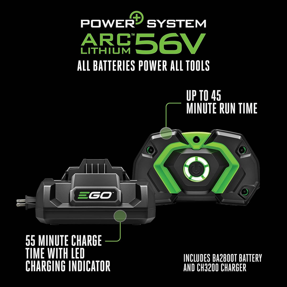 EGO POWER+ String Trimmer  Battery Powered  16" Trimmer for Weeds and Grass with POWERLOAD  LINE IQ  Telescopic Carbon Fiber Shaft  Includes 56V 4.0Ah Battery and Charger - ST1623T