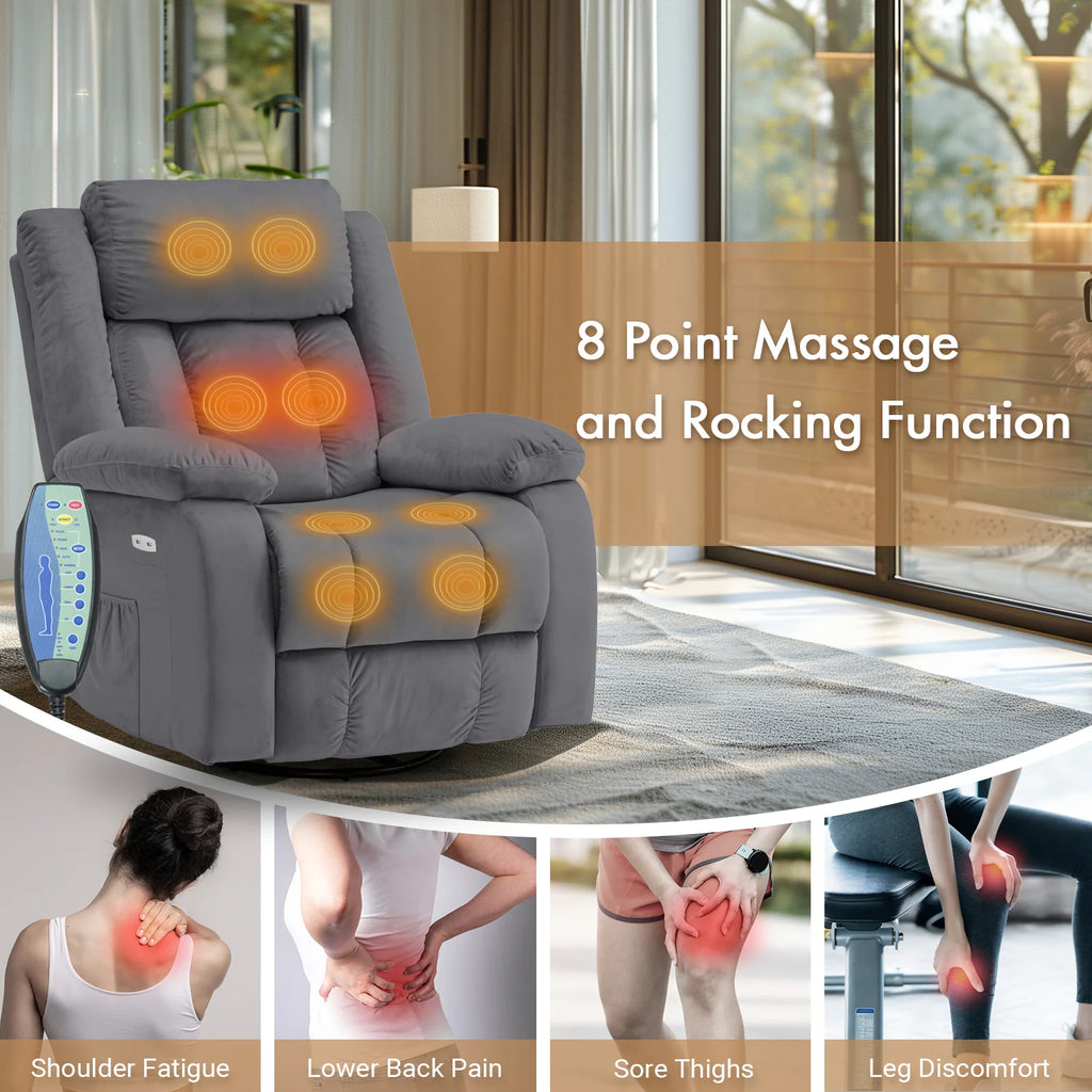 360?? Swivel Heated Recliner Massage Chair