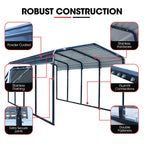 SHADE SHIELD Single Carport Shed 3.3 x 6 x 2.8m, Galvanised Steel Frame, Powder Coated Gable Roof, Shelter for Car Caravan Boat Tractor Agricultural