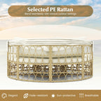 Outdoor Patio Round Daybed with Retractable Canopy and Soft Cushions