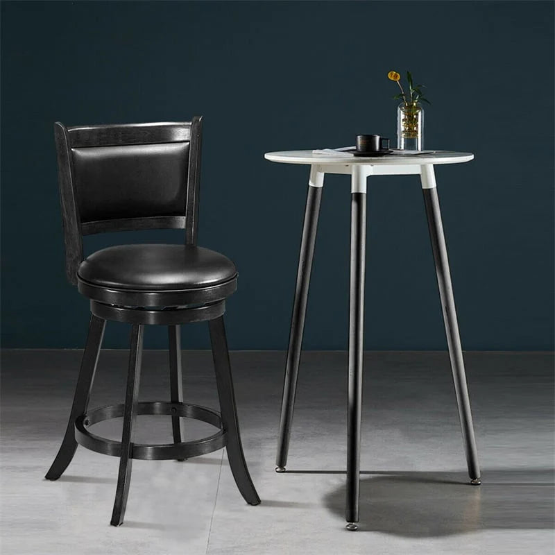 2-Pack 24" Wooden Counter Stools, 360° Swivel Bar Stools with Backs, Counter Height Stool, Upholstered Bar Chairs Dining Chairs