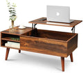 WLIVE Wood Lift Top Coffee Table with Hidden Compartment and Adjustable Storage Shelf