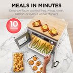 Ivation Dual Zone Air Fryer French Door Oven - 32 Quatity Convection Toaster Combo, 10-in-1 Multifunction Up to 450° - 1800W - Temperature Control, Timer - Stainless Steel - Dehydrate, Bake, Roast