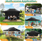 COBIZI 10x20 Heavy Duty Pop up Canopy Tent with 6 sidewalls Easy Up Commercial Outdoor Canopy Wedding Party Tents for Parties All Season Wind & Waterproof Gazebo with Roller Bag,Black(Frame Thickened)