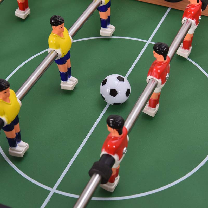 27" Wooden Foosball Table, Indoor Soccer Game Table Top with Footballs, Portable Table Soccer Set for Game Room