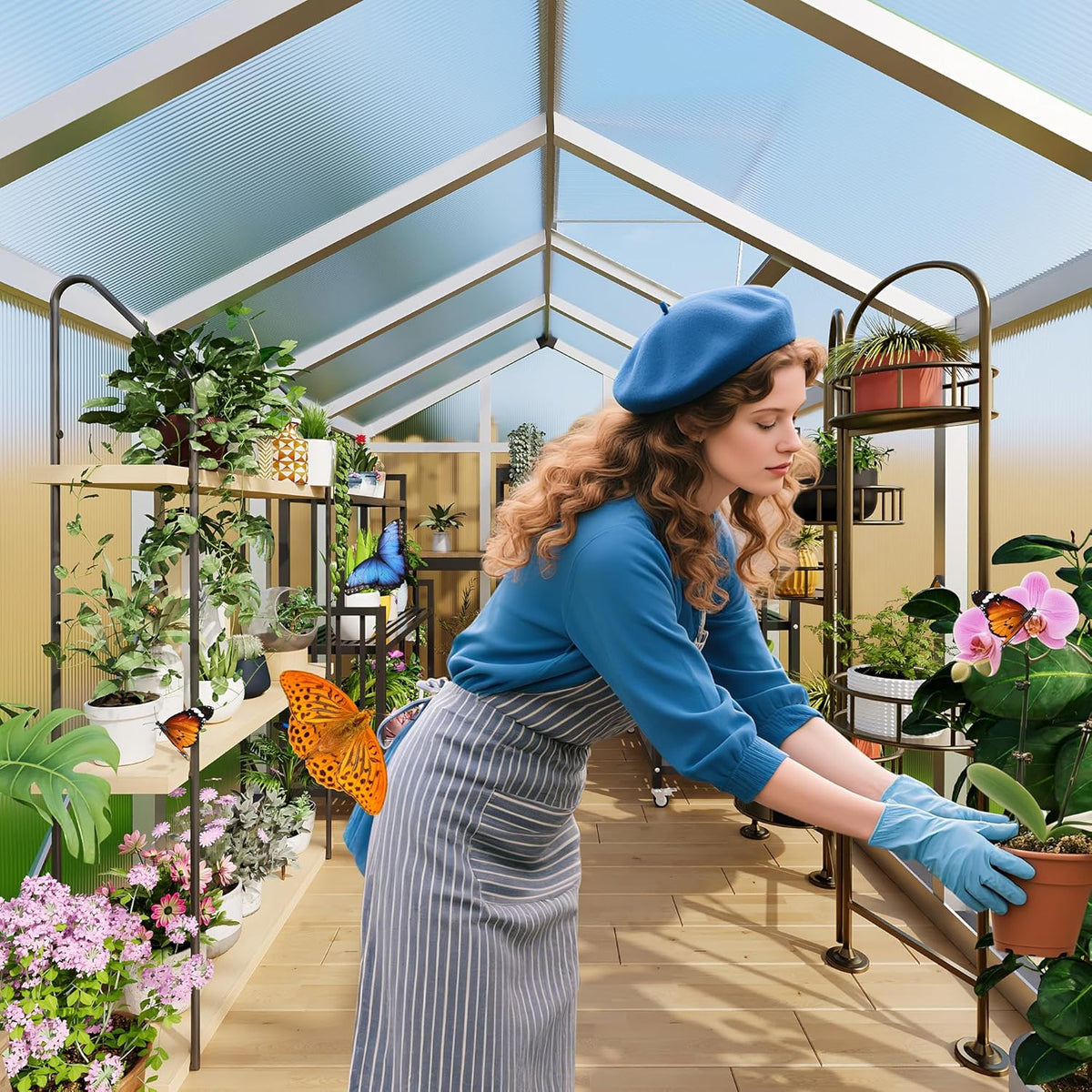 6 x 10 ft Greenhouse  Greenhouses for Outside  Polycarbonate Greenhouse with Aluminum Frame  Lockable Door and Ajustable Roof Vent for Backyard  Green Houses for Outside Garden Backyard  Patio
