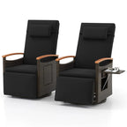 Outdoor Rattan 360�� Swivel Recliner Chair, Patio Wicker Chaise Lounge Chair with Adjustable Backrest & Footrest, Flip Side Table & Cushions