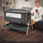 Baby Bassinet, Rocking Bassinets Bedside Sleeper with Comfy Mattress and Wheels, 6 Height Adjustable Easy Folding Portable Bedside Crib for Newborn Infant