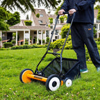 Walensee 20-Inch 5-Blade Push Reel Lawn Mower  Cordless Manual Reel Lawn Mower Walk-Behind Steel Lawn Mowers with Removable 11.8-Gallon Grass Catcher  Sponge Grip  9-Position Cutting Height Adjustment