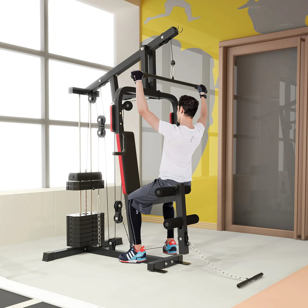 Multifunction Home Gym Station Indoor Strength Training Fitness Machine w/45 kg Weight Stack