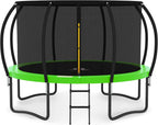 JUMPZYLLA Trampoline 8FT 10FT 12FT 14FT 15FT 16FT Trampoline with Enclosure - Recreational Trampolines with Ladder and AntiRust Coating, ASTM Approval Outdoor Trampoline for Kids