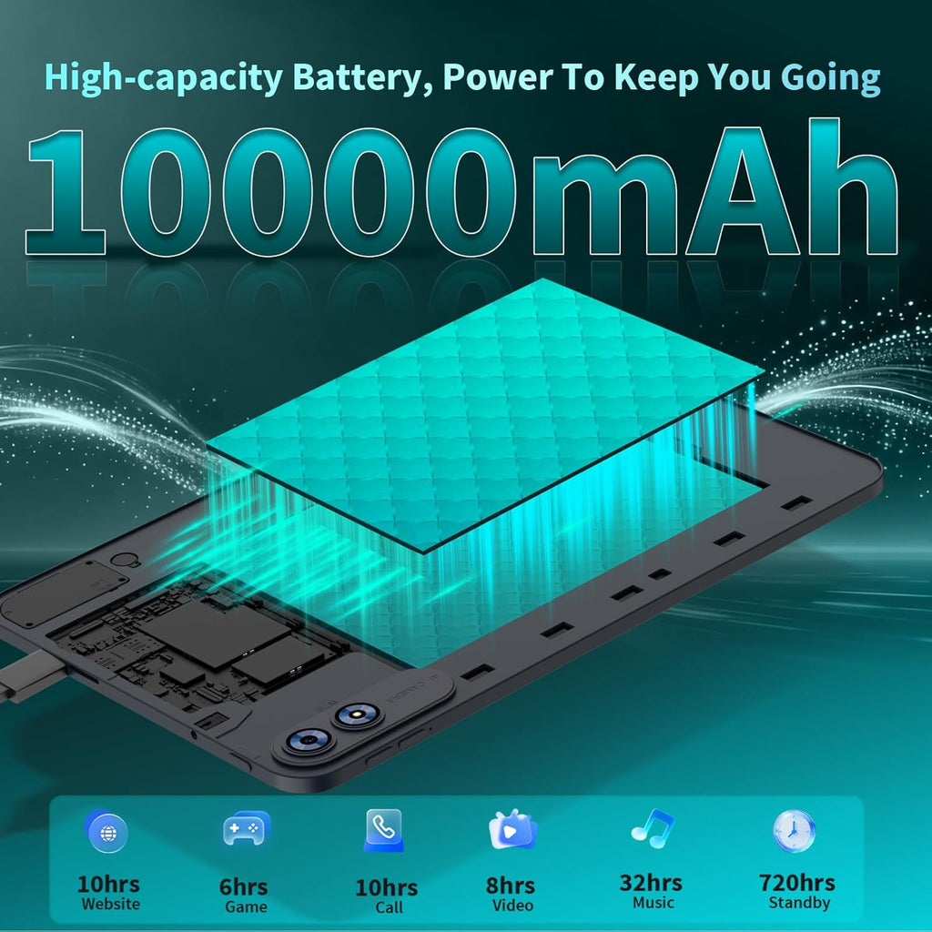 13 Inch Tablet, Android 16 Tablet with Keyboard, 32GB+256GB+2TB Expand, 120Hz 1920x1200 IPS Display, Gemini AI, 10000mAh, 8-Core, Wi-Fi, GPS, Large Screen 2K Tablet PC with Case, Mouse, Stylus(Silver)