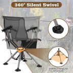 360�� Swivel Hunting Chair with Adjustable Equipment Rest & Armrests, Folding All-Terrain Deer Blind Chair for Outdoor Camping, 330LBS Capacity