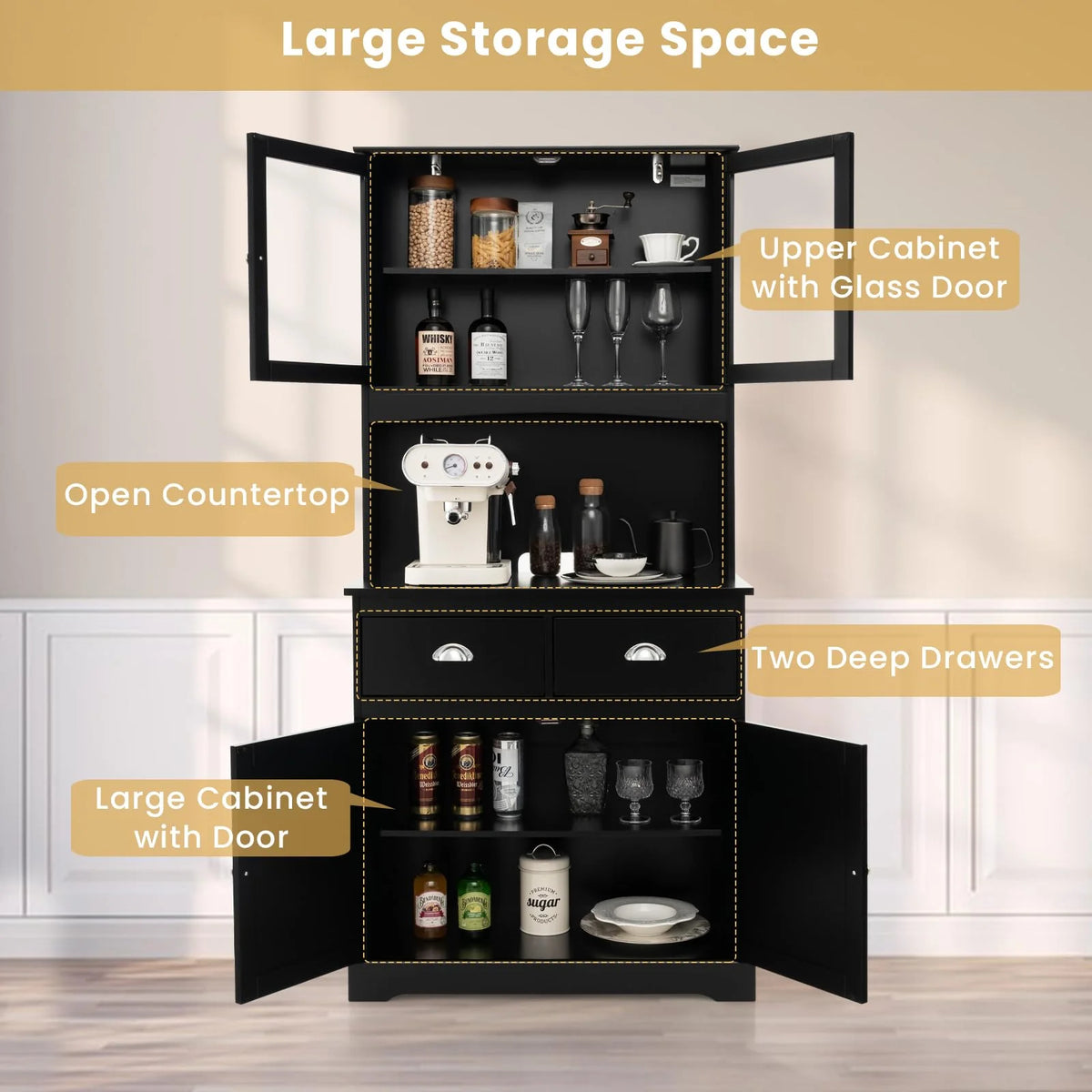 Giantex Kitchen Pantry Buffet Cabinet Storage Organizer