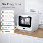 COMFEE' Portable Dishwasher Countertop with 5L Built-in Water Tank, No Hookup Needed, 6 Programs, 360° Dual Spray, 192�?High-Temp& Air-Dry Function, Mini Dishwasher for RVs, White