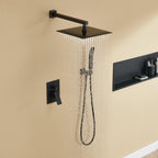 Rain Shower System 12 Inches Shower Combo Set Oil Rubbed Bronze Wall Mount Faucet Bathroom Faucets with Rainfall Shower Head and Hand Shower