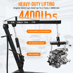 JoanKaren Hydraulic Engine Hoist,4400lbs Max Weight,Folding Engine Lift Shop Crane with Lever and 6 Steel Caster Wheels,Yellow
