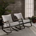 Better Homes & Gardens Marlow Outdoor 2pk Patio Rocking Chairs,Black Frame/Gray Cushion