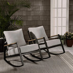 Better Homes & Gardens Marlow Outdoor 2pk Patio Rocking Chairs,Black Frame/Gray Cushion