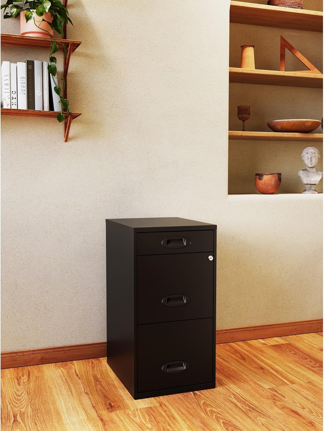 Realspace? SOHO 18"D 3-Drawer Organizer Vertical File Cabinet, Black
