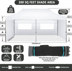 COBIZI 10x20 Pop Up Canopy with 6 Sidewall Heavy Duty Canopy UPF 50+ All Season Wind Waterproof Commercial Outdoor Wedding Party Tents for Parties Canopy Gazebo with Roller Bag(10 x 20 ft White)