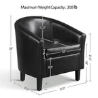 Renwick Faux Leather Barrel Accent Chair for Living Room, Set of 2, Black
