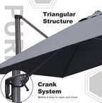 PURPLE LEAF 9' X 11.5' Patio Umbrella Outdoor Cantilever Rectangle Umbrella Aluminum Offset Umbrella with 360-degree Rotation for Garden Deck Pool Patio  Grey