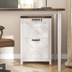 Halitaa 2 Drawer Small File Cabinet with Lock, Farmhouse Vertical Filing Cabinet Fits Letter and A4 Size, Under Desk Wooden File Cabinets for Home Office, Printer Stand, Rustic White