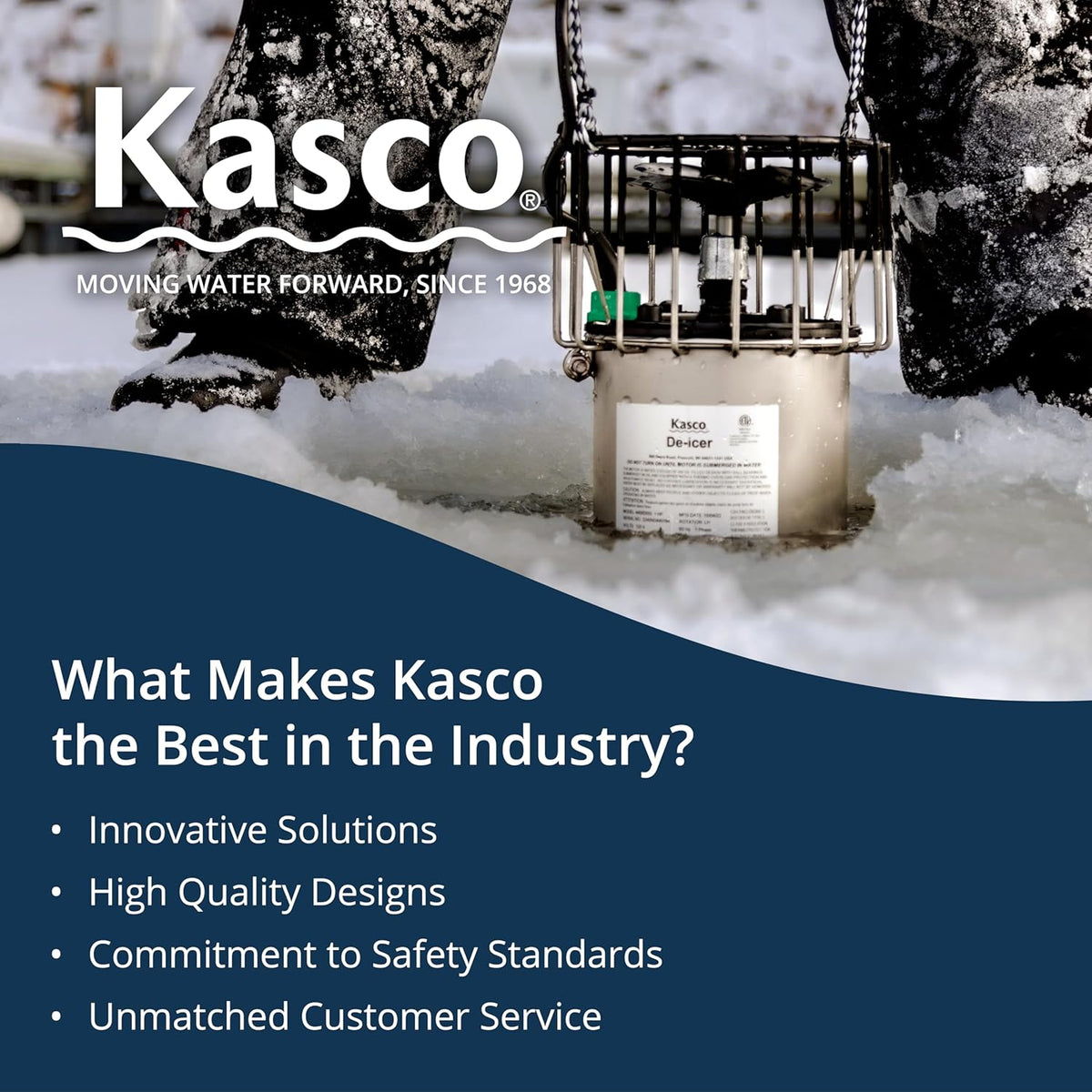 Kasco Deicer 3/4 HP Lake & Pond De-icer 120V �C Single Phase with 50 Ft Electric Power Cord | Water Deicer for Ponds  Lakes & Dock Bubbler