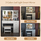 Dressing Table Stool Set Glass Tabletop