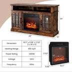 48" TV Console with 18" Fireplace Insert, Fireplace TV Stand for TVs up to 50 Inches, 1400W Electric Fireplace Heater