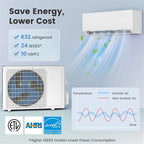 Energy Star Certified 12000 BTU 24 SEER2 Mini Split Air Conditioner with Heat Pump, WiFi Enabled Ductless Inverter AC Unit Cools 750 Sq.Ft