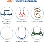 6-Piece Doorway Gym for Kids, includes Door Sensory Swing, Indoor Pull-Up Bar for Adults, Rings, Hanging Trapeze, Ladder & Knotted Rope, Holds Up to 300 Lbs