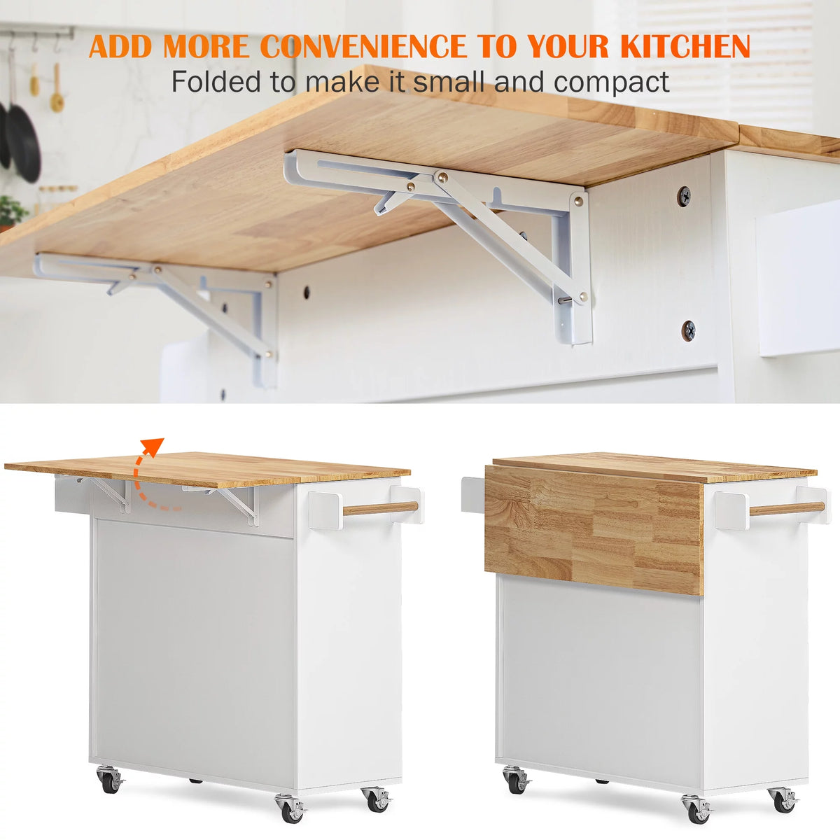 SogesHome Kitchen Island with Hidden Cabinets, Sliding Drawers,and Adjustable Shelves