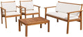 Flamaker Patio Furniture 4 Piece Outdoor Acacia Wood Patio Conversation Sofa Set with Table & Cushions Porch Furniture for Deck  Balcony  Backyard