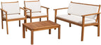 Flamaker Patio Furniture 4 Piece Outdoor Acacia Wood Patio Conversation Sofa Set with Table & Cushions Porch Furniture for Deck  Balcony  Backyard