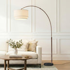 Brightech Mason Arc Floor Lamp - Modern Corner Standing Lamp with Unique Hanging Drum Lamp Shade for Living Room - Bright Overhead, Curved Hanging Light for Bedroom. Library, Den - Bronze