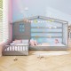 L-shaped Double Twin Beds House Platform Beds with Fences Corner Bed Frame