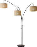 Adesso Arc Floor Lamp with 3 Movable Shades & Dimmable Brightness - Perfect Lighting for Bedroom, Living Room and Corner Decor, Antique Bronze