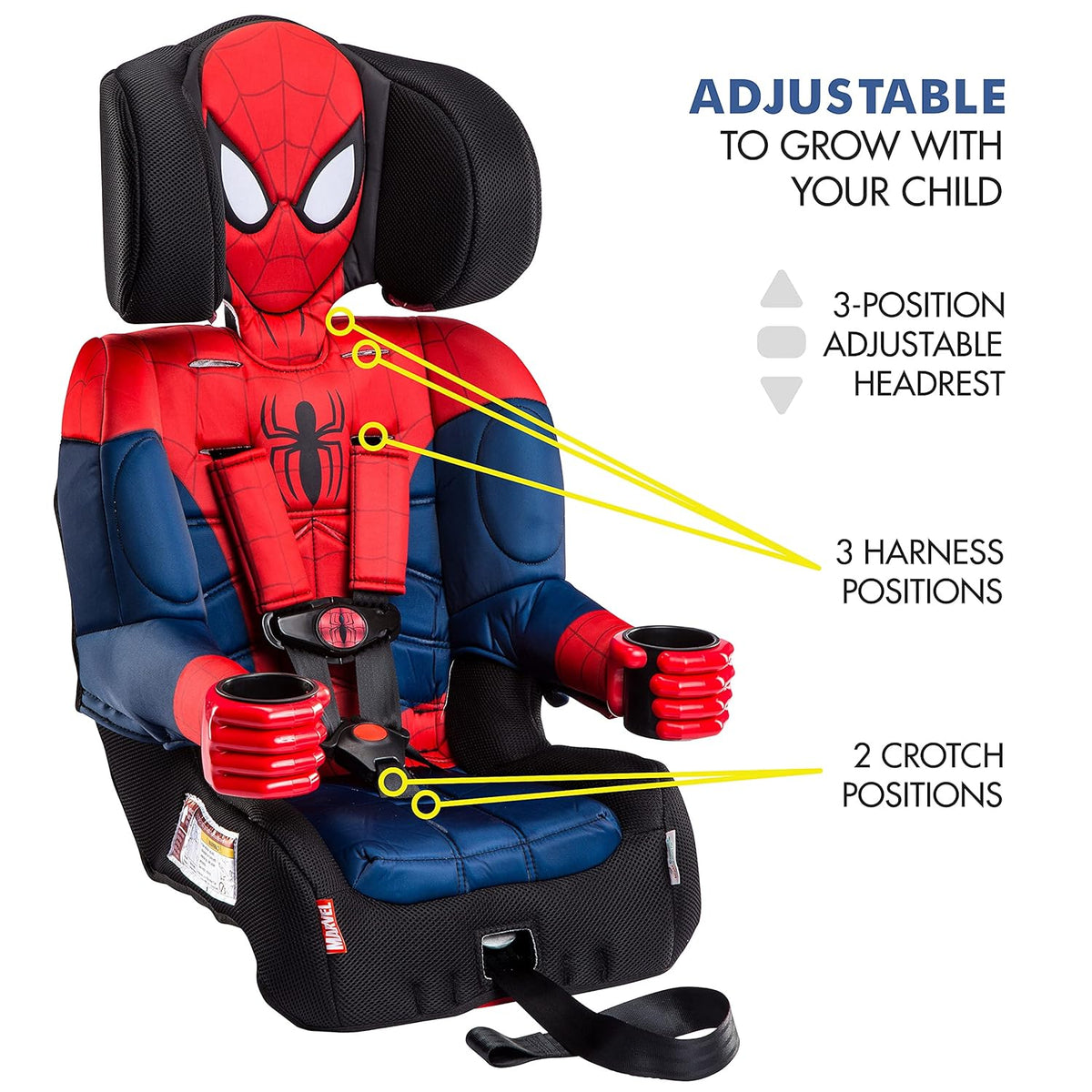 2025 KidsEmbrace Marvel Spider-Man 2-in-1 Forward-Facing Booster Car Seat LATCH | 5-Point Harness Booster 22-65lbs converts to Belt-Positioning Booster 40-100lbs | Adjustable
