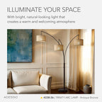 Adesso Arc Floor Lamp with 3 Movable Shades & Dimmable Brightness - Perfect Lighting for Bedroom, Living Room and Corner Decor, Antique Bronze