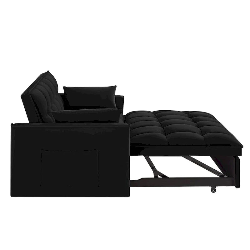 4-in-1 Pull-Out Sleeper Sofa Bed - Loveseat in Velvet -Convertible Couch Bed with Reclining Backrest,2 Side Pockets
