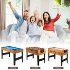 48" 3-in-1 Combo Game Table with Soccer, Billiard, Slide Hockey, Wood Multi Game Table Foosball Table for Game Room