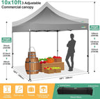 COBIZI 10x20 Heavy Duty Pop up Canopy Tent with 6 sidewalls Easy Up Commercial Outdoor Canopy Wedding Party Tents for Parties All Season Wind & Waterproof Gazebo with Roller Bag,Black(Frame Thickened)