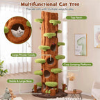 90.5" Tall Luxury Simulation Cat Tree, Modern Realistic Multi-Level Cat Tower w/ 5 Condos & Sisal Scratch Pad, Large Lifelike Indoor Cat Tree