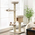 69" Tall Cat Tree, Multi-Level Wooden Cat Tower Condo with Sisal Posts, Modern Big Cat Activity Tree