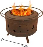 Sunnydaze 30-Inch Cosmic Smokeless Wood-Burning Fire Pit with Cover and Poker - Steel Outdoor Smokeless Fire Pit for the Backyard