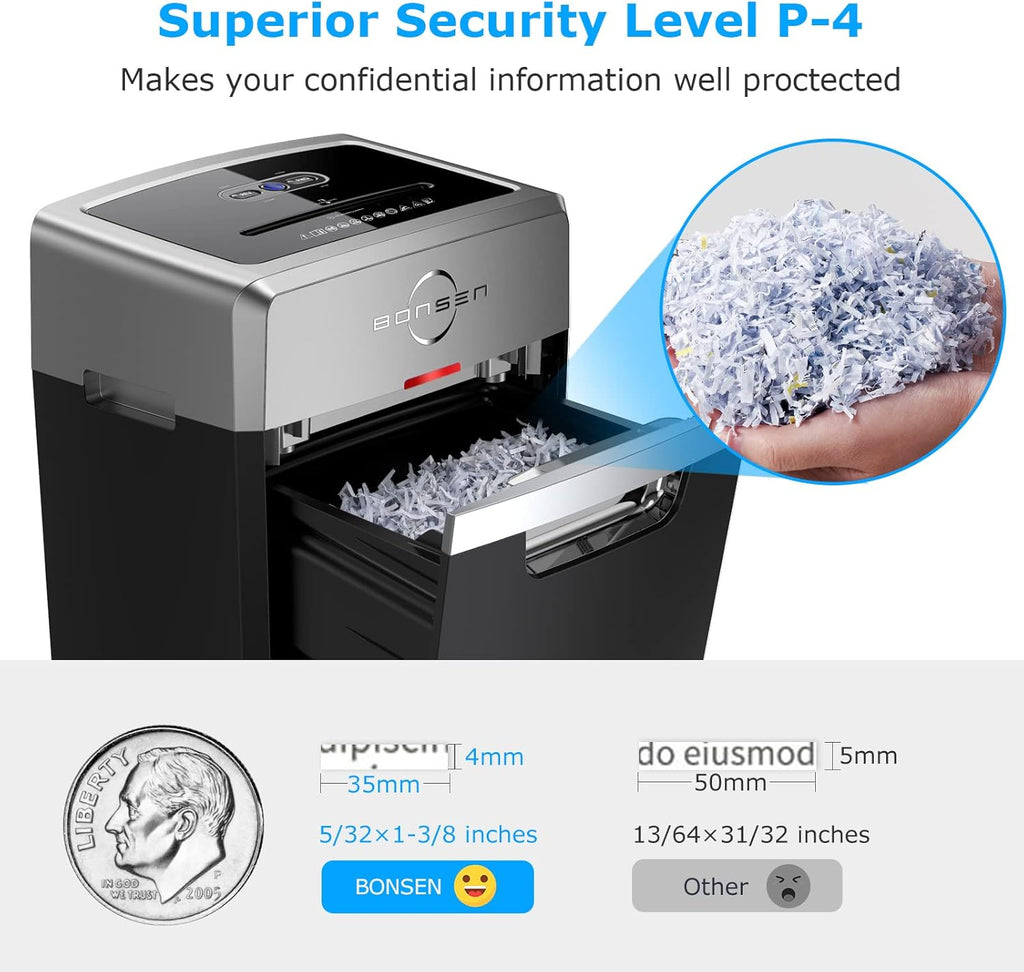 Heavy Duty Paper Shredder, 24-Sheet Cross-Cut Shredder, 40-Min Continuous Running Time, Commercial Grade Shredder for Office, 9-Gallon Big Basket, 55dB Super Quiet, P-4 High Security (S3105)