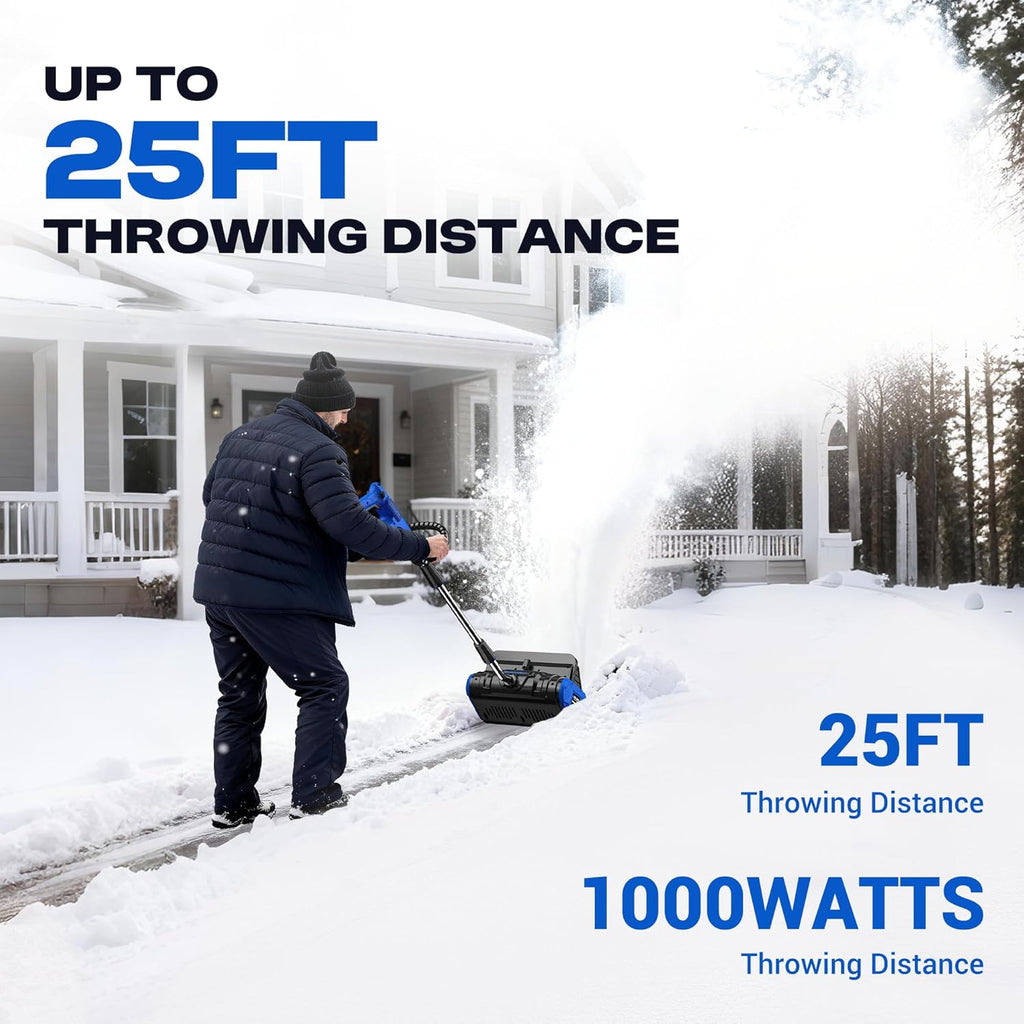 2 * 40V Electric Cordless Snow Shovel  13 Inch Brushless Electric Snow Blower with 2��4.0Ah Batteries & Fast Charger  13" Width  6" Depth  25FT Throw Distance Snow Shovel for Driveway  Patio